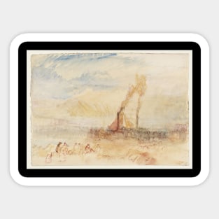 A Steamer and Passengers at a Pier, Ehrenbreitstein from Coblenz, 1841 Sticker